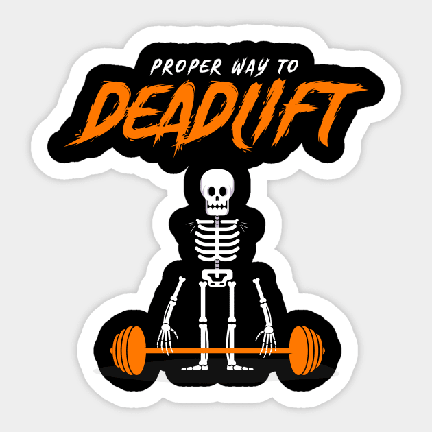 Deadlift - The Funny Halloween Gym Skeleton Way (Part 2) Sticker by happiBod